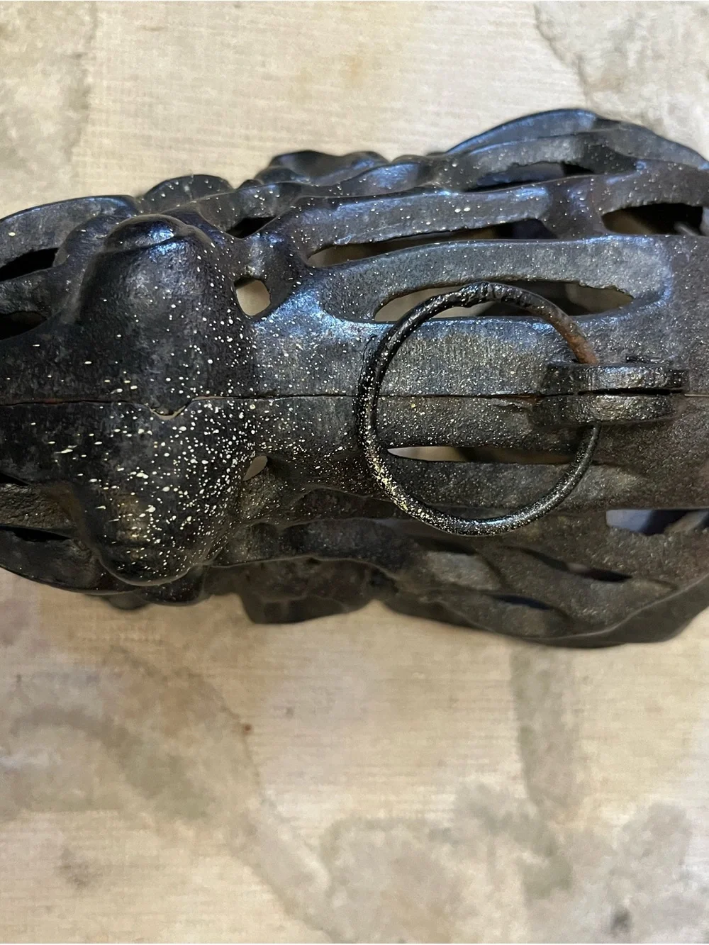 Cast Iron Frog Lantern - Black Speckled Finish